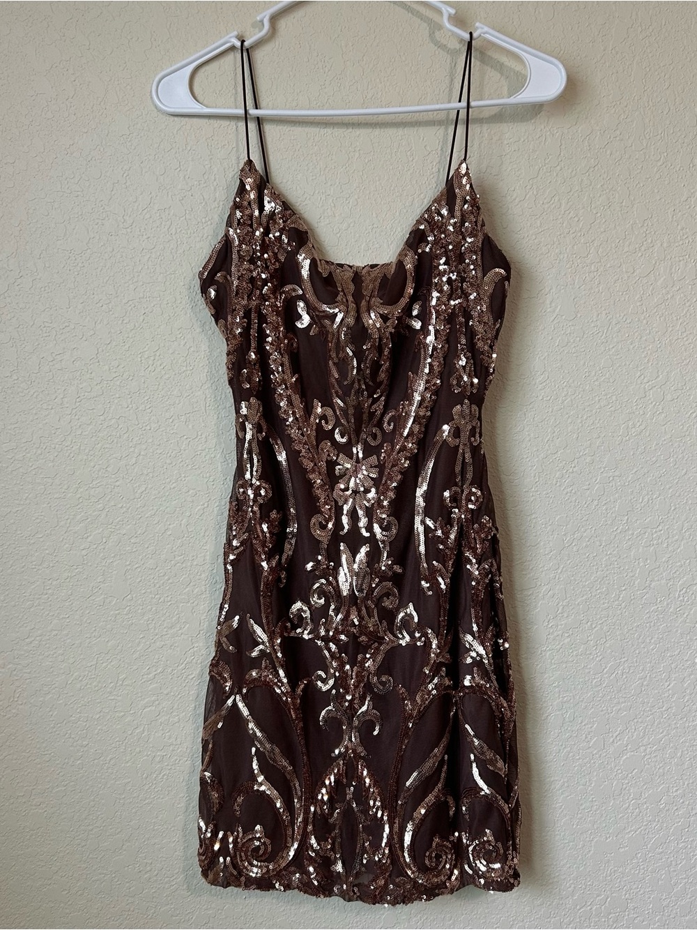 Windsor Brown Sequin Mini Slip Dress Size M